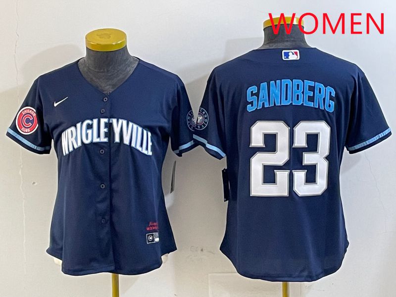 Women Chicago Cubs #23 Sandberg Blue City Edition Game 2025 Nike MLB Jersey style 2